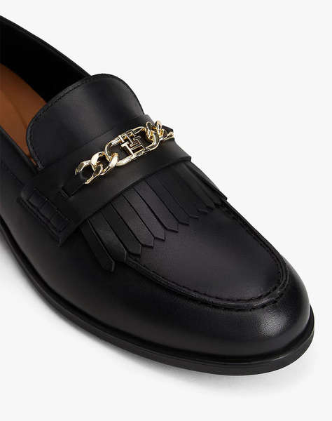 TOMMY HILFIGER TH CHAIN FRINGE LEATHER LOAFER