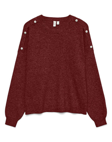 VERO MODA VMJOYA LS O-NECK BUTTON PULLOVER BTQ