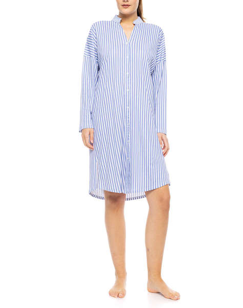 PINK LABEL NIGHTGOWN BUTTONED CALMING STRIPES