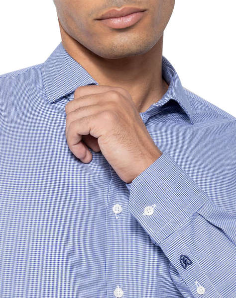 THE BOSTONIANS РИЗА CHESTER TWILL CUSTOM FIT Micro Check TWILL Semi-rex Custom FIT