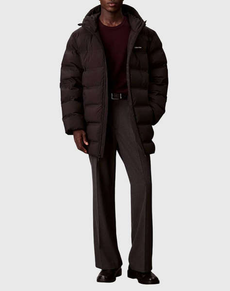 CALVIN KLEIN LS BONDED CHNNLD LONG HOODED PUF