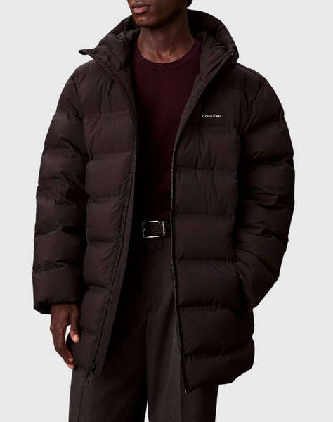 CALVIN KLEIN LS BONDED CHNNLD LONG HOODED PUF