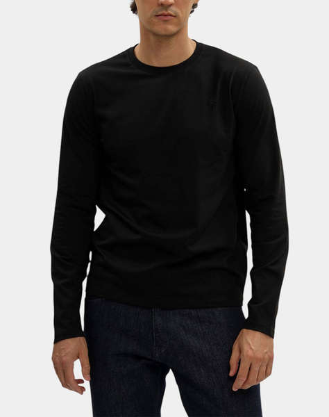 TRUSSARDI T-SHIRT SLIM FIT A MANICHE LUNGHE IN JERSEY STRETCH CON RICAMO