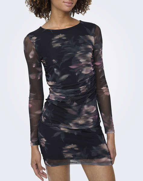 ONLY ONLKAYA LIFE LS RUCHING MESH DRESS WVN