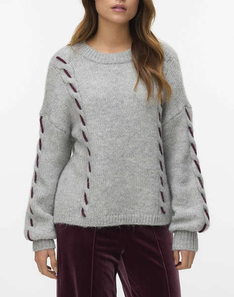 VERO MODA VMILINA LS O-NECK HANDSTITCH PULLOVER