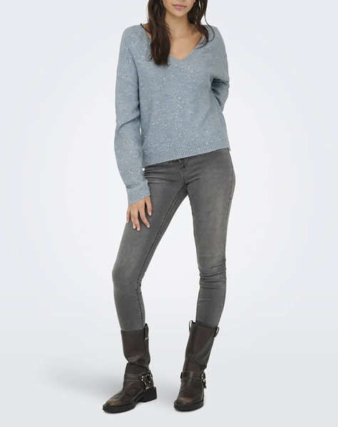 ONLY ONLARIZONA LS SEQUINS V-NECK PUL KNT