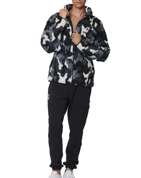 BODY ACTION MEN''S PRINTED SHERPA-FLEECE JACKET