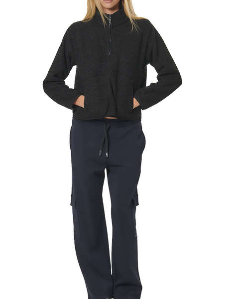 BODY ACTION WOMEN''S OVERSIZE BOUCLE-FLEECE HALF-ZIP