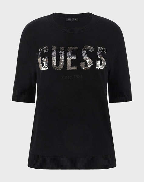 GUESS SS CN LAYLA BOXY LOGO SWTR KNITTED WOMEN''S CLOTHING