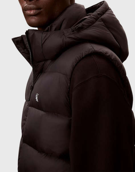CALVIN KLEIN JEANS NYLON ZIP OFF HOOD DOWN PUFFER