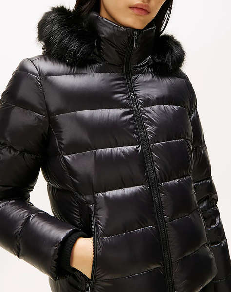 TOMMY HILFIGER GLOSS HW DOWN SLIM JACKET W FUR