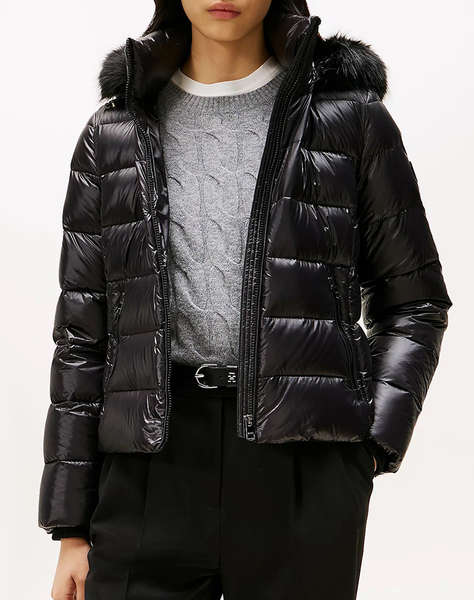 TOMMY HILFIGER GLOSS HW DOWN SLIM JACKET W FUR