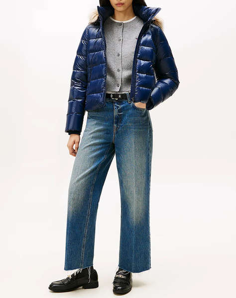 TOMMY HILFIGER GLOSS HW DOWN SLIM JACKET W FUR