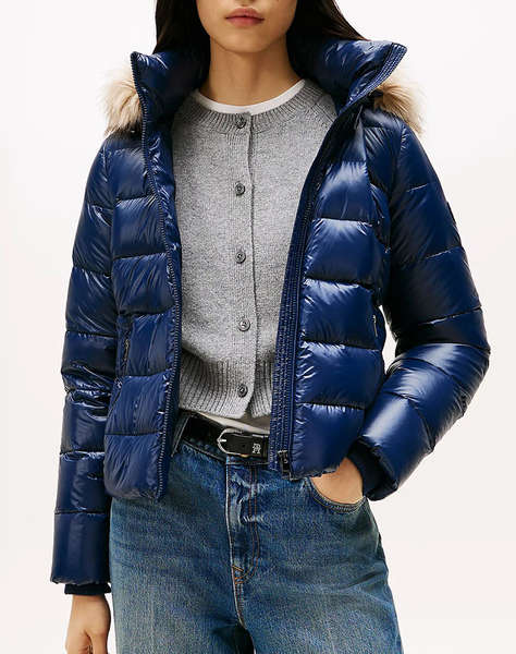 TOMMY HILFIGER GLOSS HW DOWN SLIM JACKET W FUR
