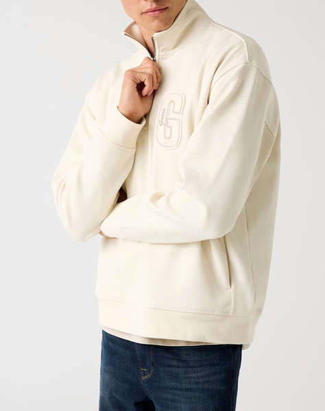 GUESS HARRIS TWILL ZIP MOCK NECK MEN''S SWEATSHIRT