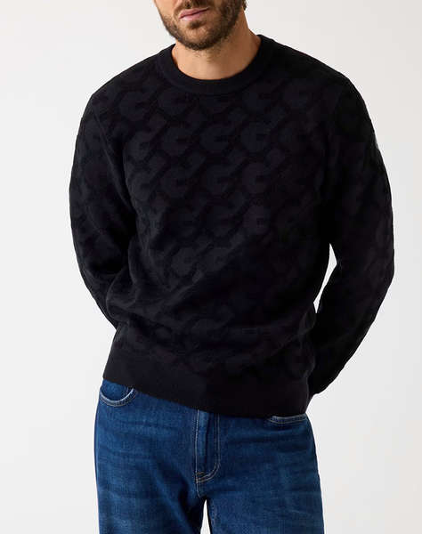 GUESS JOHN CN G CHAIN AO STITCH SWTR KNITTED MEN''S