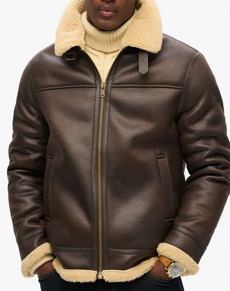 SUPERDRY D2 OVIN FAUX SHEARLING AVIATOR JACKET МЪЖКО ЯКЕ