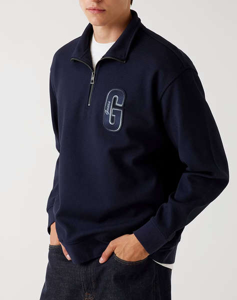 GUESS HARRIS TWILL ZIP MOCK NECK MEN''S SWEATSHIRT