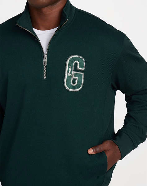 GUESS HARRIS TWILL ZIP MOCK NECK MEN''S SWEATSHIRT