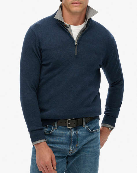 SUPERDRY D1 STUD ESSENTIALS COTTON HALF ZIP Мъжки плетен пуловер