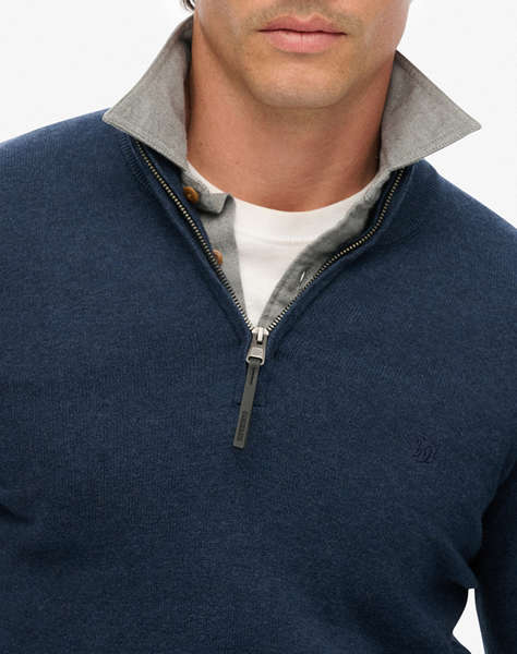 SUPERDRY D1 STUD ESSENTIALS COTTON HALF ZIP Мъжки плетен пуловер