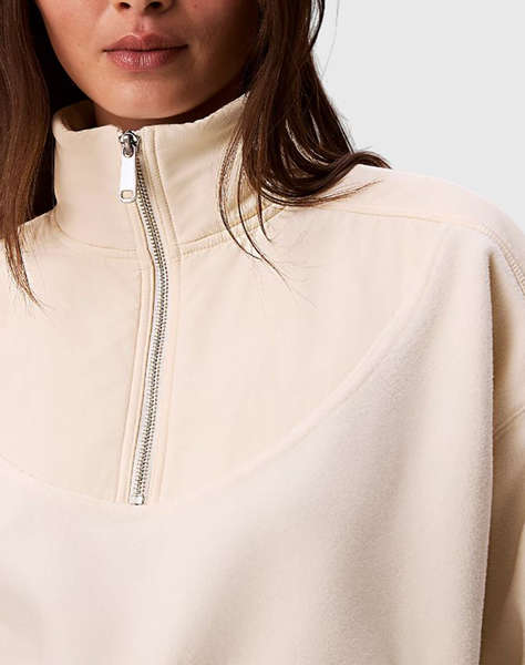 CALVIN KLEIN 1/4 ZIP MIXED MEDIA POLAR FLEECE