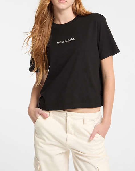 GUESS JEANS GJ SS CN BOXY EMBRO LOGO TEE ДАМСКА БЛУЗА