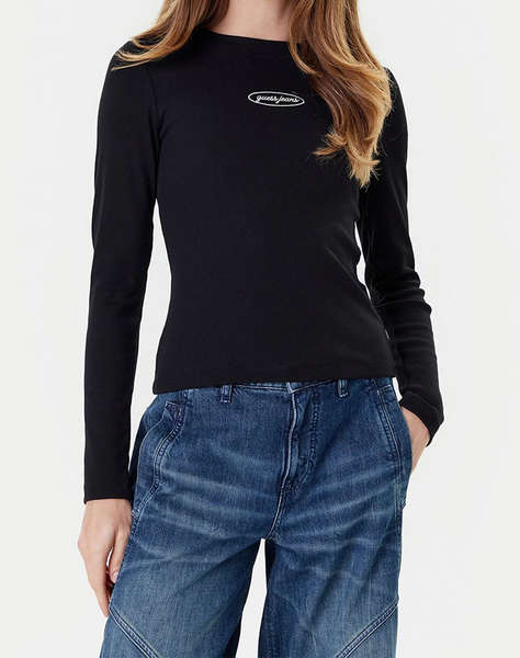 GUESS JEANS GJ LS CN EMBRO SLIM TOP ДАМСКА БЛУЗА