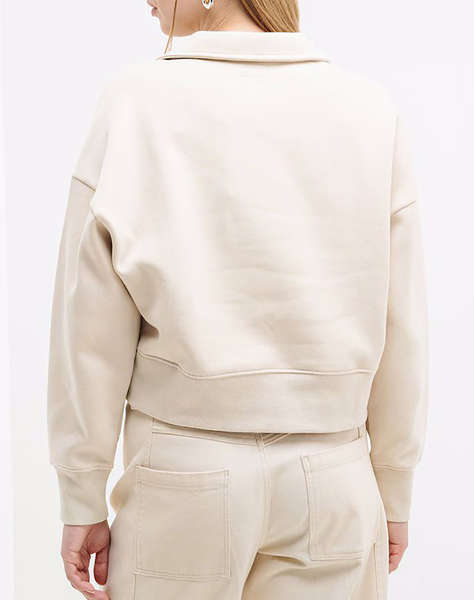 GUESS JEANS GJ NOTCHED COLLAR CROP SWEAT WOMEN''S SWEATSHIRT