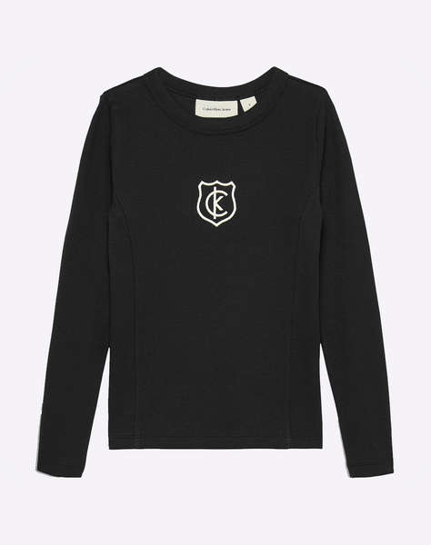 CALVIN KLEIN LS RIB TEE + CREST LOGO
