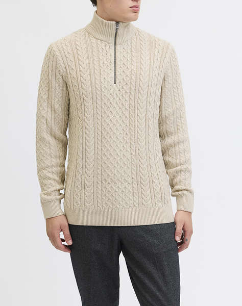 JACK&JONES JPRBLUSEAN KNIT CABLE HALF ZIP SN