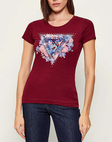 GUESS SS CN PEONY TRIANGLE TEE ДАМСКА БЛУЗА