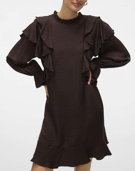 VERO MODA VMLIZZI LS SHORT FLOUNCE DRESS WVN GA