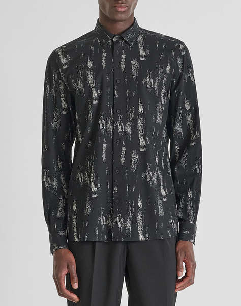 ANTONY MORATO MMSL00614FA430650 MIN OF 6 SHIRT BARCELONA REGULAR STRAIGHT FIT IN PRINTED COTTON VISCOSE BLEND FABRIC WITH LOGOED METAL BADGE МЪЖКА ТЕНИСКА