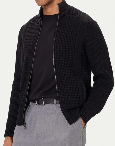 GUESS LS WAFFLE ZIP RYDER CARDIGAN KNITTED MEN''S