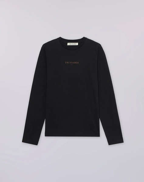 TRUSSARDI T-SHIRT REGULAR FIT A MANICHE LUNGHE CON STAMPA TRUSSARDI