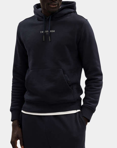 TRUSARDI SWEAT-FELPA CON CAPPUCCIO IN JERSEY DIAGONALE STAMPA TRUSSARDI