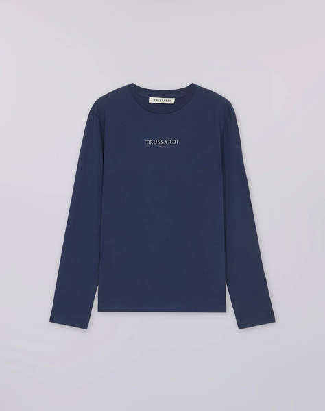TRUSSARDI T-SHIRT REGULAR FIT A MANICHE LUNGHE CON STAMPA TRUSSARDI