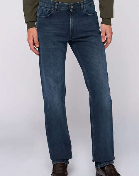 TRUSSARDI JEANS-5 TASCHE 380 ICON IN DENIM BLUE/BLACK STONE WASHED CON TRATTAMENTO CHIMICO