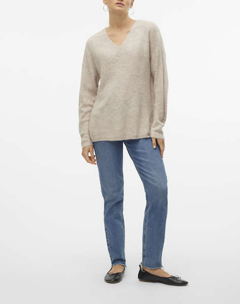 VERO MODA VMCREWLEFILE LS V-NECK BLOUSE NOOS