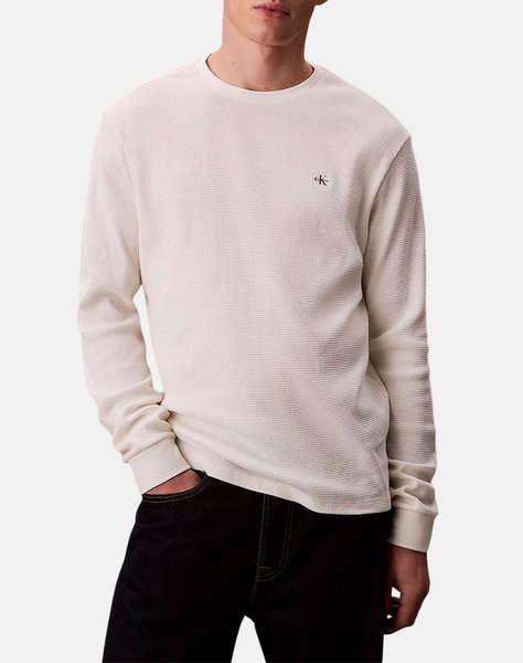 CALVIN KLEIN LS WAFFLE BADGE CREWNK TEE