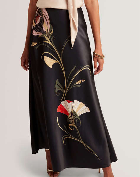TED BAKER SALIRA Printed Bias Cut Midi Skirt