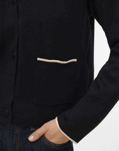 VERO MODA VMGOLD LS V-NECK CONTRAST CARDIGAN