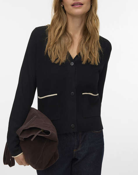 VERO MODA VMGOLD LS V-NECK CONTRAST CARDIGAN