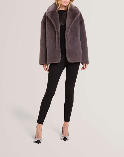 TED BAKER FIELA Short Faux Fur Coat With Shawl Collar