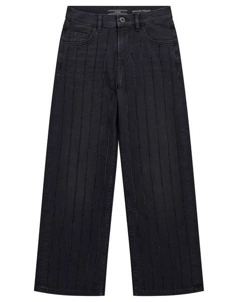 GUESS 90S BLK STR DNM PANTS W/RH CHILDREN''S PANTS GIRL