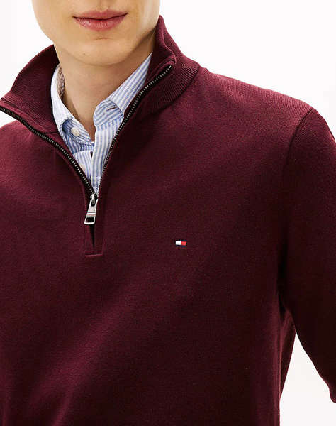 TOMMY HILFIGER PIMA ORG CTN CASHMERE ZIP MOCK