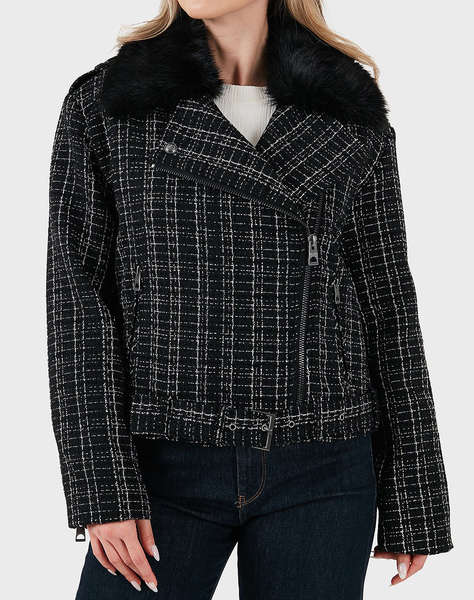 GUESS SANDRA TWEED BIKER ДАМСКО ПАЛТО