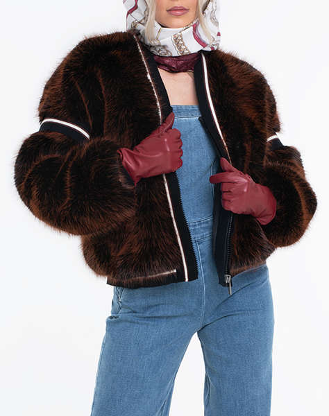 GUESS KATIA FAUX FUR RIB BOMBER ДАМСКО ПАЛТО