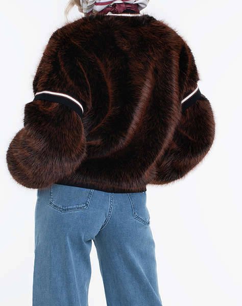 GUESS KATIA FAUX FUR RIB BOMBER ДАМСКО ПАЛТО